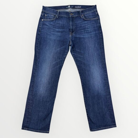 7 For All Mankind Standard Denim Jeans Mens 36 Straight Leg Stretchy Comfort - Picture 1 of 9